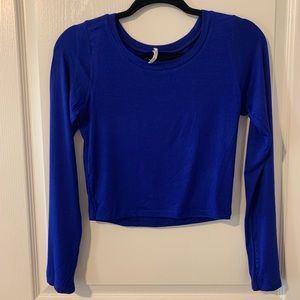 🔥Bright Navy Blue Long Sleeve Crop Top